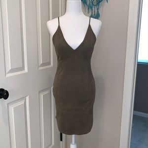 ❌SOLD❌Fashion Nova green suede cross-back dress